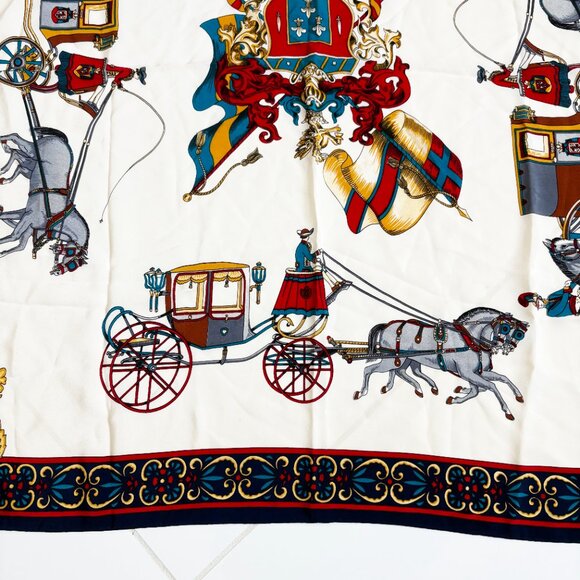Pierre Cardin Scarf Shawl Silk APARIS AMUSEES EBLOUIES 34in Vintage Horse Buggy - Picture 6 of 15